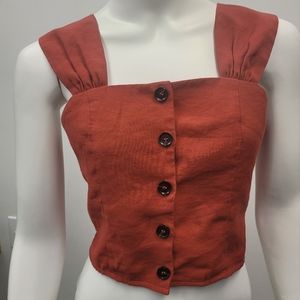 Button up crop top  red orange size small